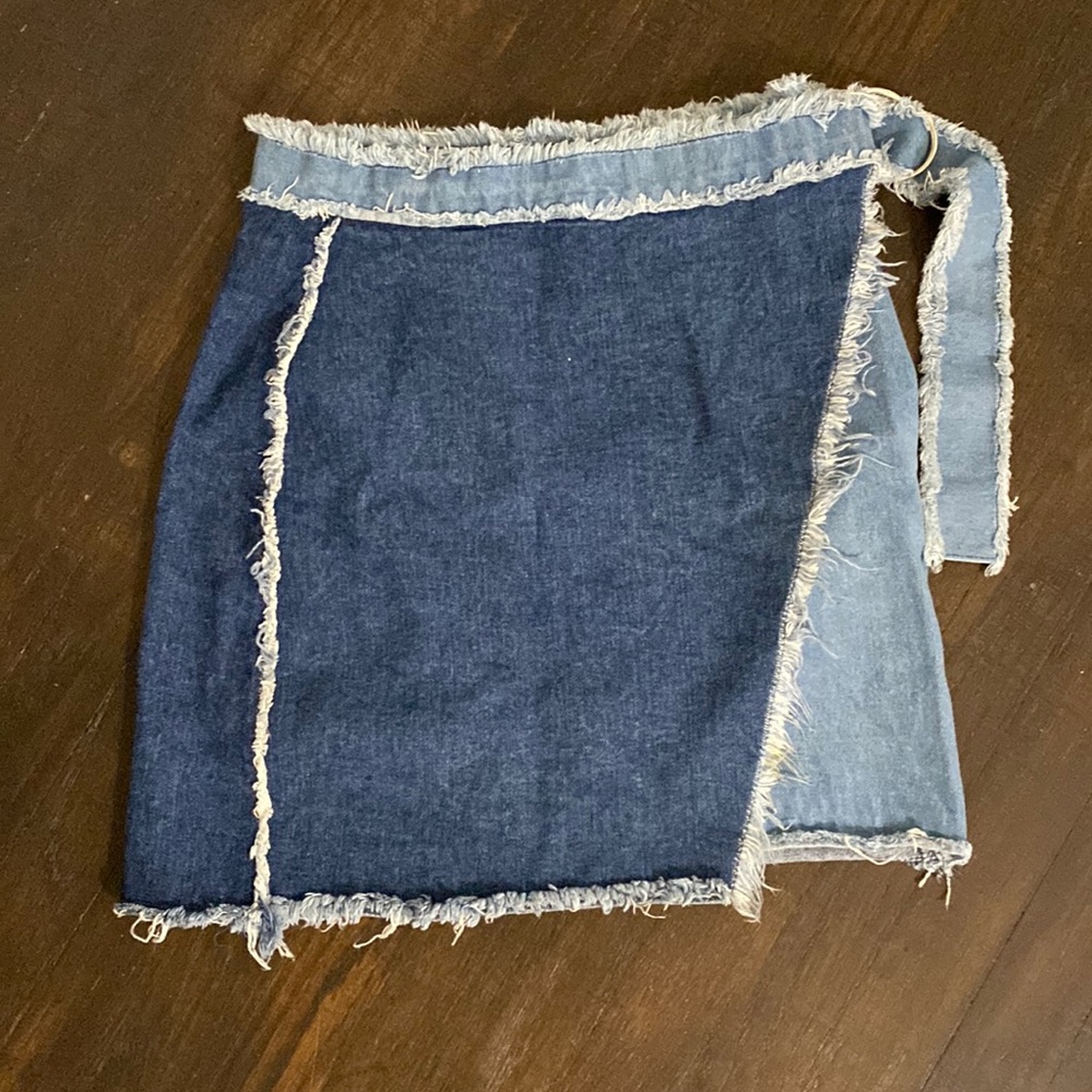 Missguided Denim Panel Wrap around Skirt